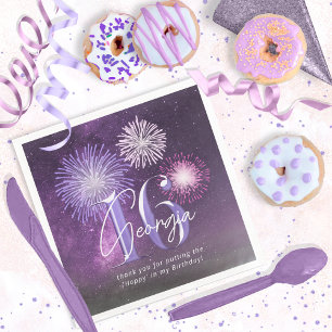 Fireworks Sweet 16 Purple ID984 Paper Dinner Napkins