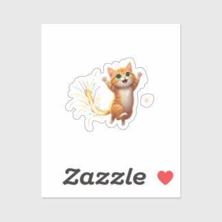 Fireworks Tail Cat Jumping Feline New Year Sparkle Sticker