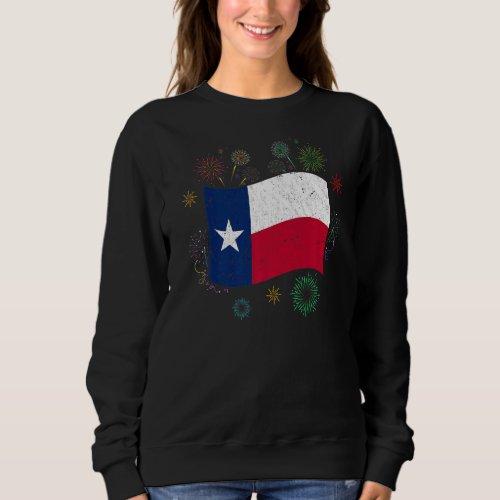 Fireworks Texas Flag Us State Usa Patriotic Texan  Sweatshirt
