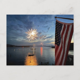 Fireworks & the Flag! Postcard