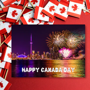 Fireworks Toronto CN Tower Happy Canada Day Card