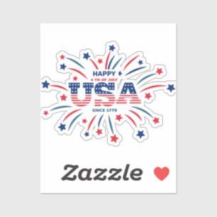 Fireworks USA Patriotic Red White Blue Sticker