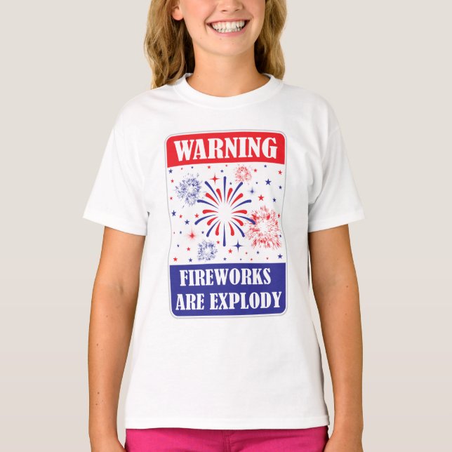 Fireworks Warning Sign T-Shirt (Front)