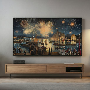 Fireworks Waterfront Print Samsung Frame TV Art