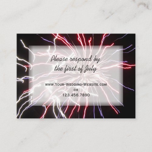 Fireworks Wedding RSVP Response Card Business Card Template