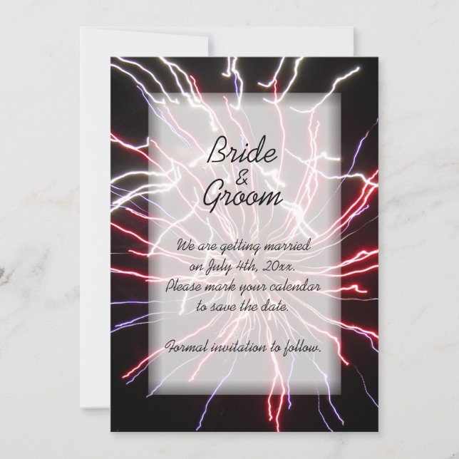 Fireworks Wedding Save the Date Announcement (Front)