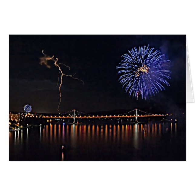 Fireworks With Lightning Cards (Front Horizontal)
