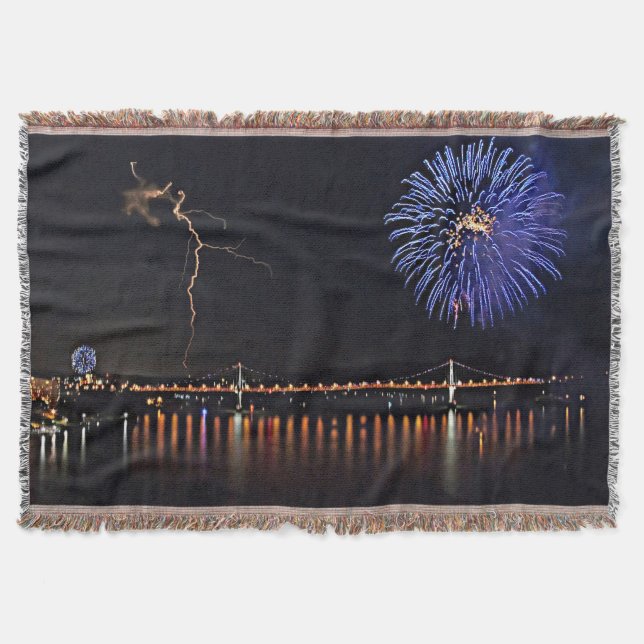 Fireworks With Lightning Throw Blanket (Front)