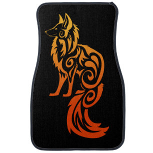 Firey Red Tribal Fox Kitsune Car Floor Mat