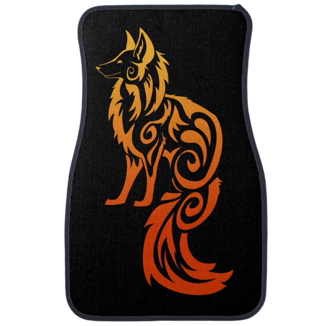 Firey Red Tribal Fox Kitsune Car Floor Mat (Front)