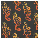 Firey Red Tribal Fox Kitsune Fabric
