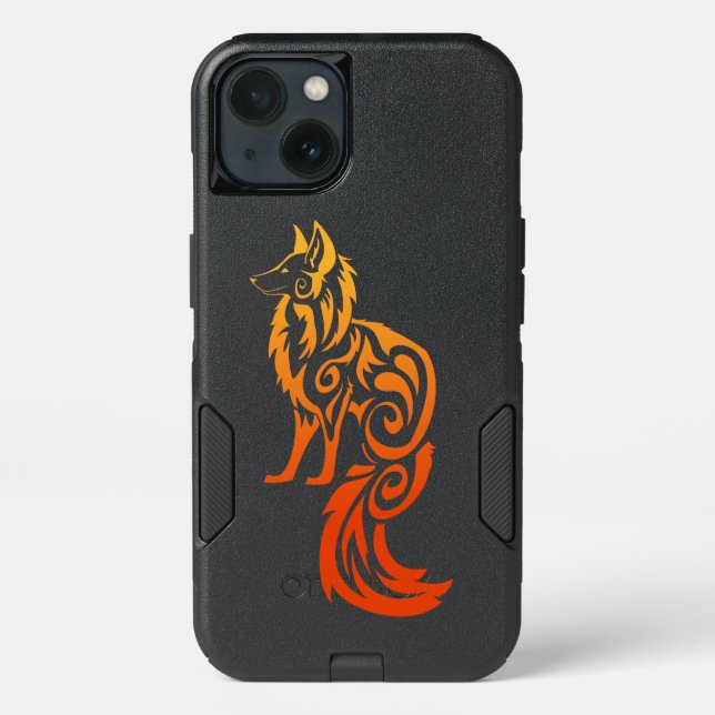Firey Red Tribal Fox Kitsune Otterbox iPhone Case (Back)
