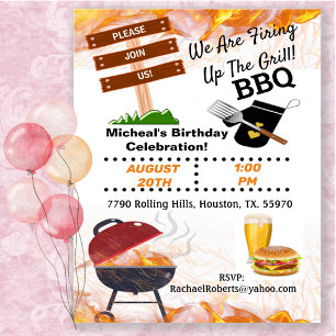 Firing Up The Grill Birthday Barbecue Invitation