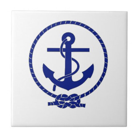 Firmly Anchored Coastal Nautical Anchor Design Ceramic Tile