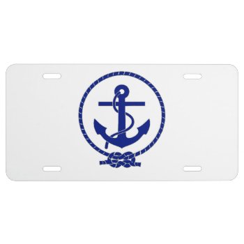 Firmly Anchored Coastal Nautical Anchor Design License Plate by ThatShouldbeaShirt at Zazzle