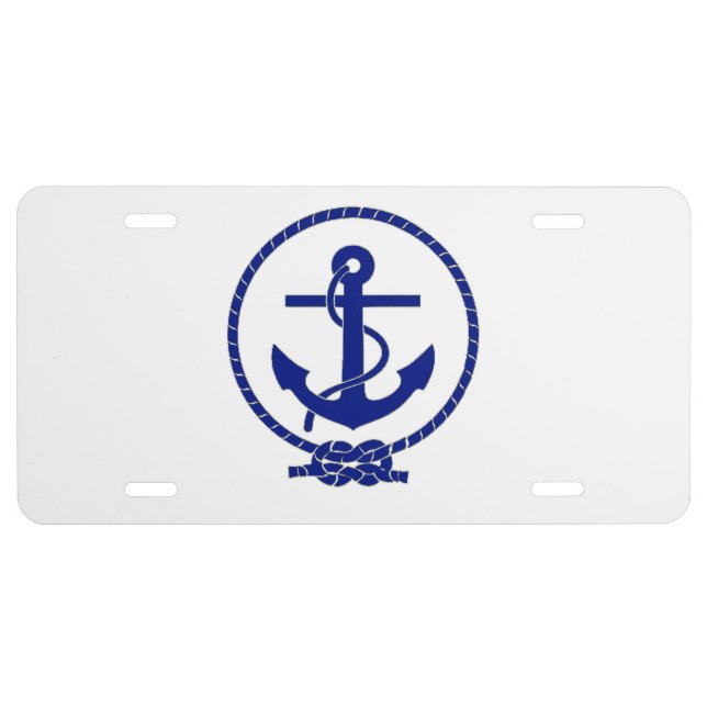 Firmly Anchored Nautical Anchor Coastal Artwork License Plate (Front)