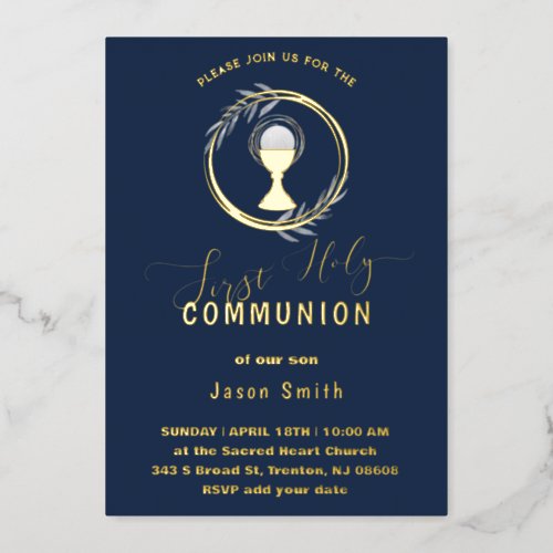 Firs Holy Communion Foil Invitation