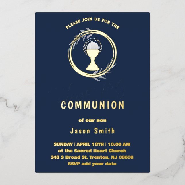 Firs Holy Communion Foil Invitation (Front)