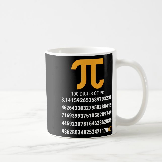 First 100 Digits Of Pi 67 Nerds Geeks Math Teacher Coffee Mug (Right)