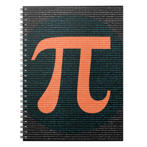 First 10000 digits of Pi in blue and orange Notebook