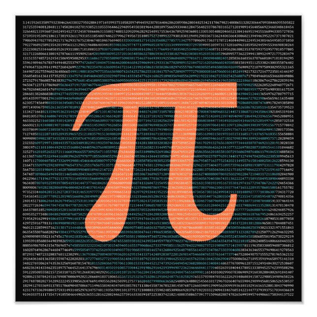 First 10,000 digits of Pi in blue and orange Photo Print (Front)