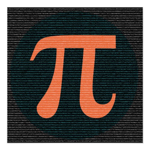 First 10000 digits of Pi in blue and orange Poster