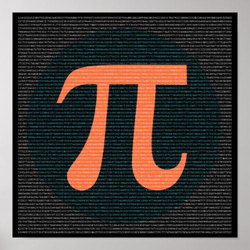 First 10000 digits of Pi in blue and orange Poster