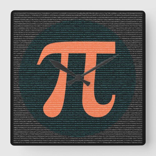 First 10000 digits of Pi in blue and orange Square Wall Clock