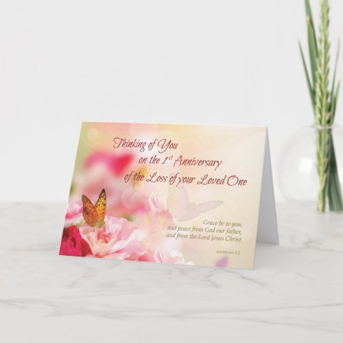First 1st Anniversary of Loss of Loved One Death Card