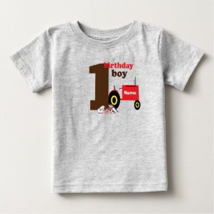 first 1st birthday boy farm old theme tractor baby T-Shirt