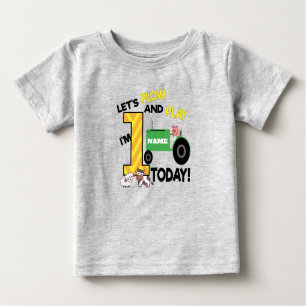 First 1st birthday - farm themed tractor party baby T-Shirt