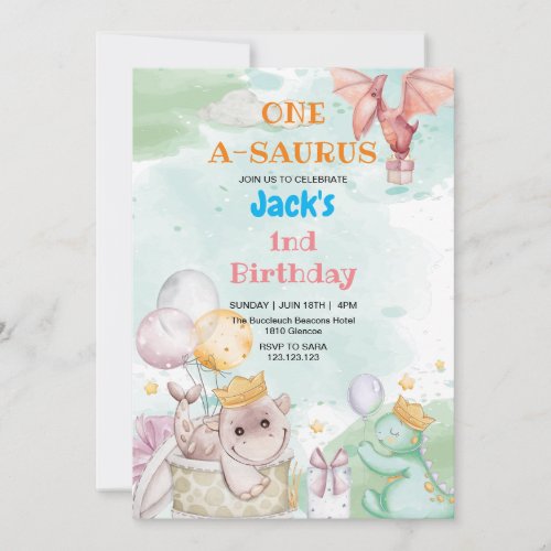 First 1st Birthday Gift and Dinosaur Invitation