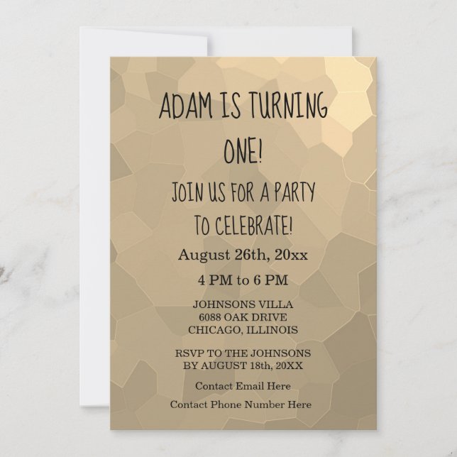First 1st Birthday Party Custom Ivory Abstract Invitation (Front)
