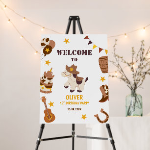 First 1st Birthday Rodeo Kids Boy Welcome Cowboy Foam Board