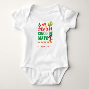 First 1st Cinco De Mayo Cool Cactus Girls Name Baby Bodysuit