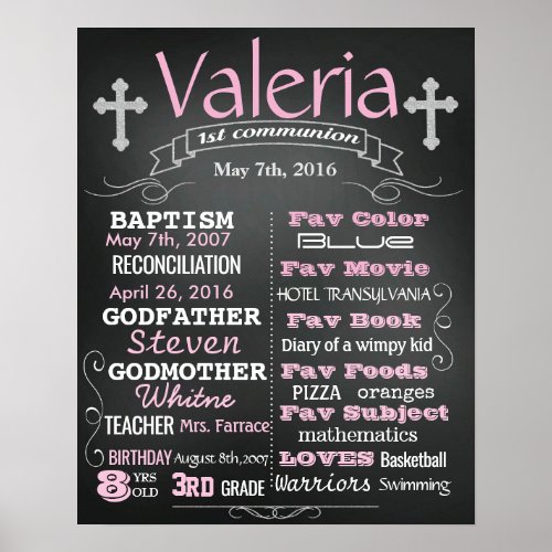 First 1st Communion chalkboard sign poster