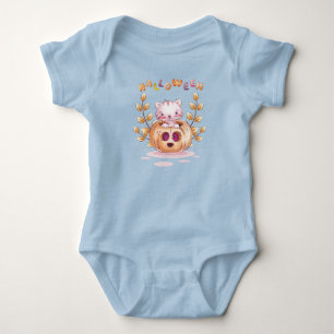 First 1st Cute Cat in Pumpkin Halloween Toddler Ba Baby Bodysuit