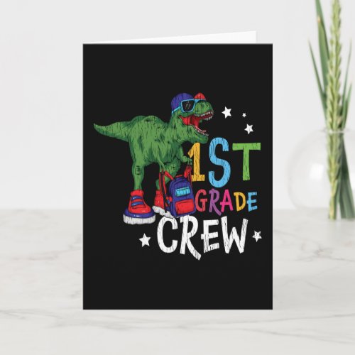 First 1st Grade School Kids Teacher Squad Dinosaur Card