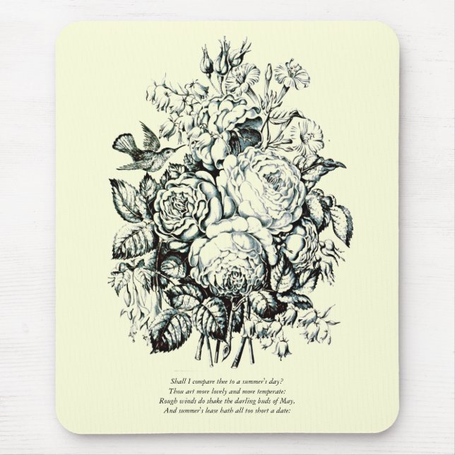 First 4 Lines of Sonnet # 18 by Shakespeare Mouse Pad (Front)