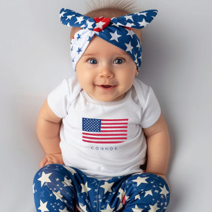 First 4th Of July American Flag Stars And Stripes Baby Bodysuit