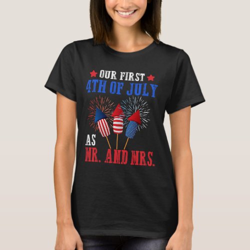 First 4th Of July As Mr Mrs Patriot Couple Husband T_Shirt