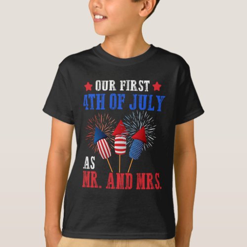 First 4th Of July As Mr Mrs Patriot Couple Husband T_Shirt