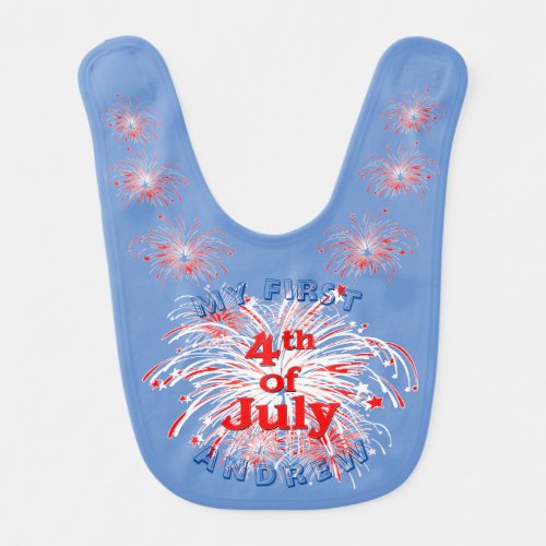 First 4th of July Fireworks Baby Bib