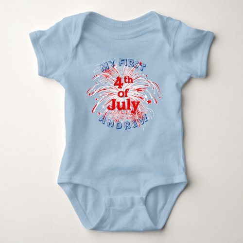 First 4th of July Fireworks Baby Bodysuit
