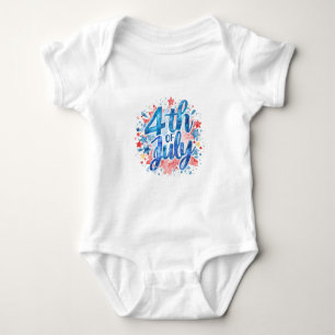 First 4th of July Watercolor Baby Bodysuit