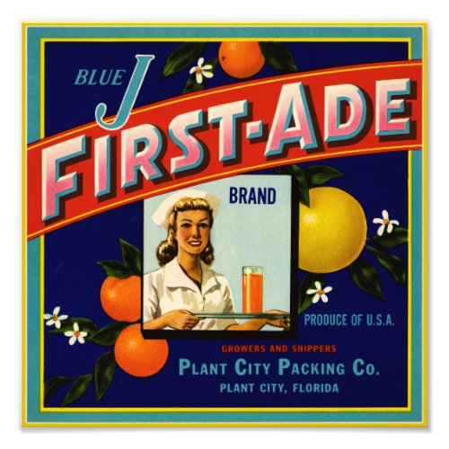 First_Ade Oranges packing label Photo Print