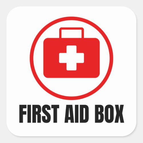 First Aid box Sign  Square Sticker