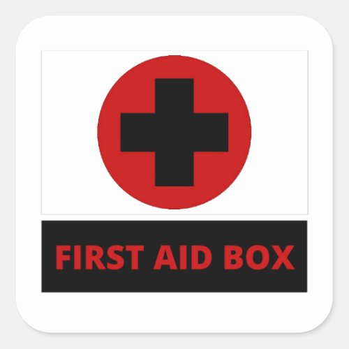 First aid box square sticker