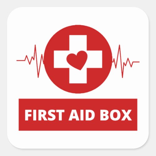 First aid box square sticker