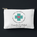 First Aid Destination Wedding Recovery Kit | Cabo Accessory Pouch<br><div class="desc">This recovery kit zipper bag has a large aqua first aid plus ( ) symbol with a heart in the center. The message says "Cabo Recovery Kit • In Sickness and in Health" You can personalize with the bride and groom's names. This design is perfect for a destination wedding and...</div>